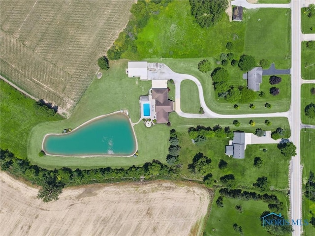 586 N State Route 587, Fostoria, OH 44830 - aerial overview of property's location with a pool and rural landscape