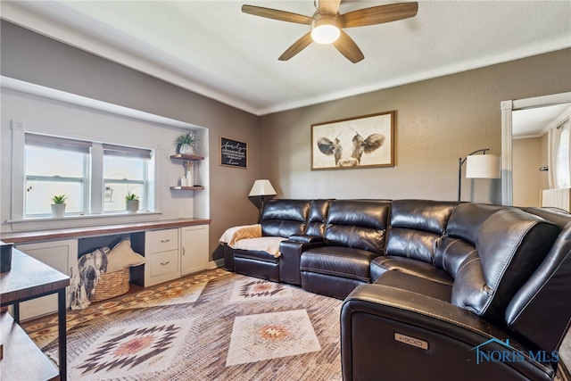 18735 Wall St, Tontogany, OH 43565 - living room with a ceiling fan and a desk