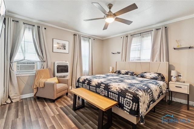 18735 Wall St, Tontogany, OH 43565 - bedroom featuring cooling unit, heating unit, wood finished floors, ornamental molding, and a ceiling fan