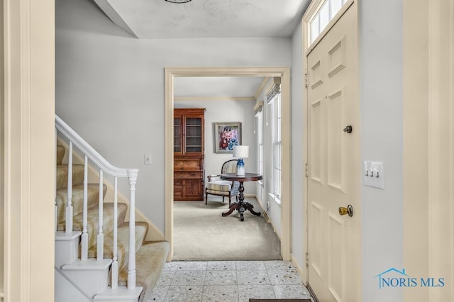 5941 Indian Trl, Sylvania, OH 43560 - carpeted foyer entrance featuring plenty of natural light and stairway