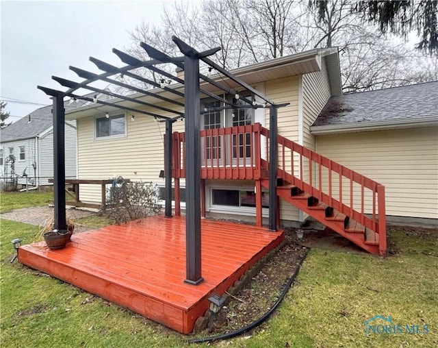 813 Maple Ln, Waterville, OH 43566 - wooden deck featuring a pergola and a yard