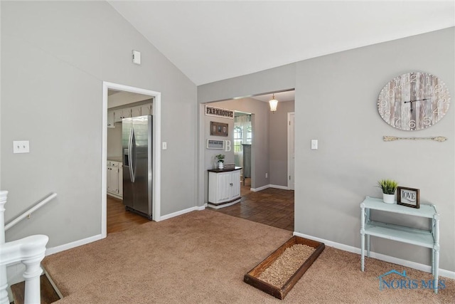12982 State Route 34, Bryan, OH 43506 - foyer featuring carpet flooring and lofted ceiling