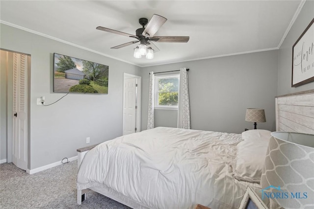 12982 State Route 34, Bryan, OH 43506 - carpeted bedroom with ornamental molding and ceiling fan