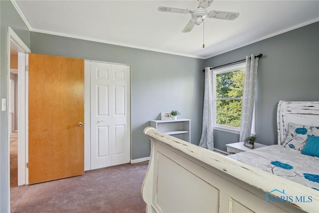 12982 State Route 34, Bryan, OH 43506 - carpeted bedroom with ornamental molding and ceiling fan