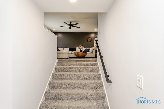 5157 Brinthaven Dr, Sylvania, OH 43560 - staircase with ceiling fan and recessed lighting