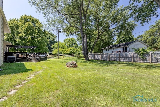 5157 Brinthaven Dr, Sylvania, OH 43560 - fenced backyard featuring a wooden deck