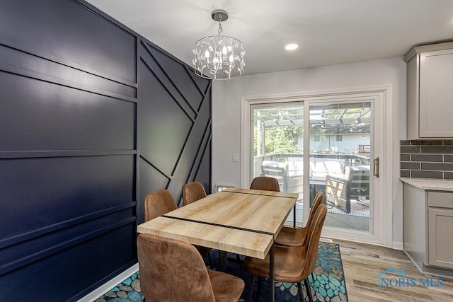 5157 Brinthaven Dr, Sylvania, OH 43560 - dining space with a chandelier, light wood-style flooring, and recessed lighting