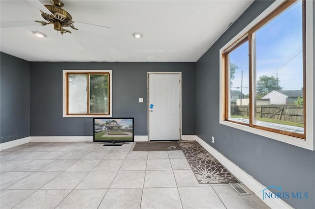 1285 Glenview Rd, Toledo, OH 43614 - foyer entrance with plenty of natural light, light tile patterned floors, ceiling fan, and recessed lighting