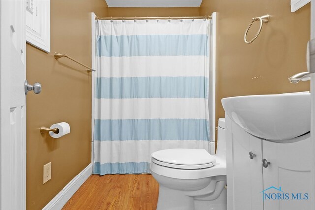 545 Wallace Ave, Bowling Green, OH 43402 - full bathroom featuring wood finished floors, vanity, and a shower with shower curtain