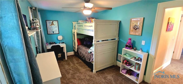 3329 Kirkwall Rd, Ottawa Hills, OH 43606 - bedroom with dark carpet and ceiling fan
