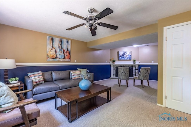 6768 Denbridge Dr, Sylvania, OH 43560 - living room featuring carpet floors and a ceiling fan