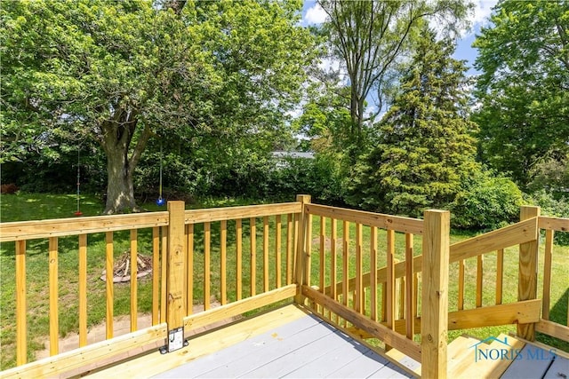 6768 Denbridge Dr, Sylvania, OH 43560 - wooden deck with a yard and view of scattered trees