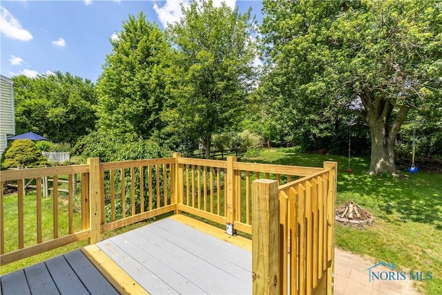 6768 Denbridge Dr, Sylvania, OH 43560 - wooden terrace with a yard and view of scattered trees
