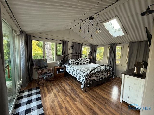 26654 Elliott Rd, Defiance, OH 43512 - bedroom featuring a skylight, vaulted ceiling, wood finished floors, and multiple windows