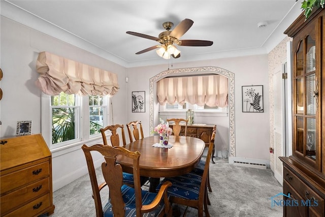 4526 Commonwealth Ave, Toledo, OH 43612 - carpeted dining room with a ceiling fan and baseboards