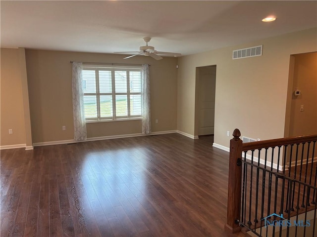 813 Meadowchase Ln, Toledo, OH 43615 - empty room with ceiling fan, dark wood-type flooring, and recessed lighting