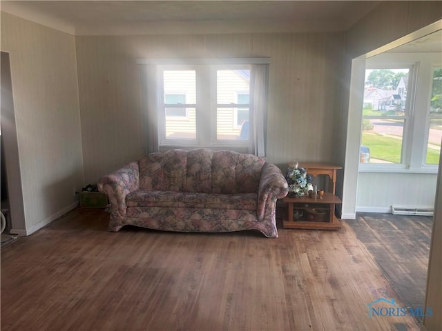 4815 298th St, Toledo, OH 43611 - living room featuring hardwood / wood-style flooring, plenty of natural light, and a baseboard heating unit