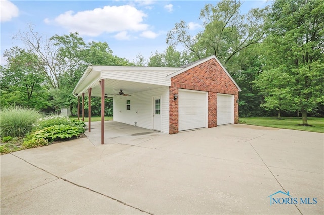 21010 Lemoyne Rd, Luckey, OH 43443 - garage with a detached garage and a ceiling fan