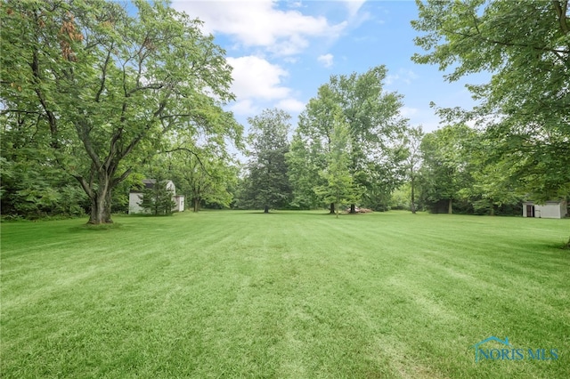 21010 Lemoyne Rd, Luckey, OH 43443 - view of green lawn featuring a shed