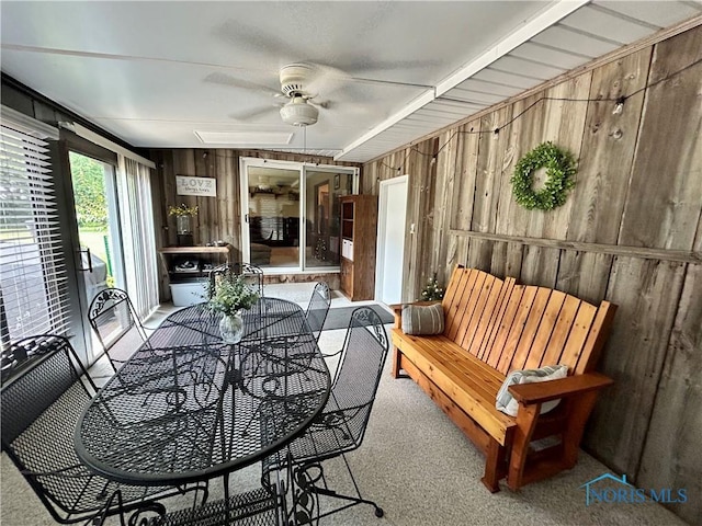 210 Duck Pond Rd, Upper Sandusky, OH 43351 - sunroom / solarium featuring ceiling fan and outdoor dining space