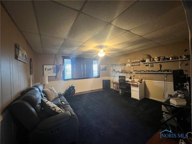 8872 Rd 87, Paulding, OH 45879 - carpeted office space featuring a drop ceiling and a ceiling fan