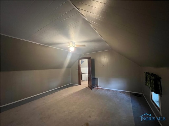8872 Rd 87, Paulding, OH 45879 - bonus room featuring carpet floors, vaulted ceiling, and ceiling fan