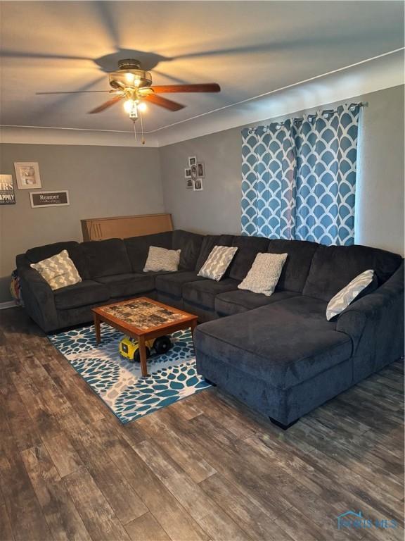 1926 Tiffin Rd, Fremont, OH 43420 - living room featuring wood finished floors and a ceiling fan