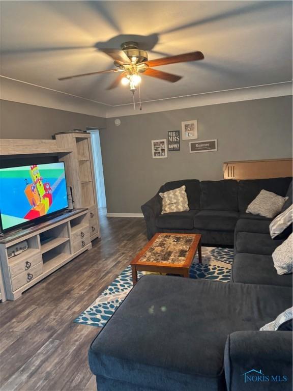 1926 Tiffin Rd, Fremont, OH 43420 - living room featuring a ceiling fan and wood finished floors