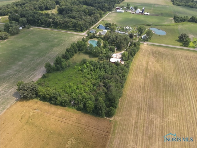 19445 Powers Rd, Defiance, OH 43512 - aerial overview of property's location with rural landscape and a large body of water