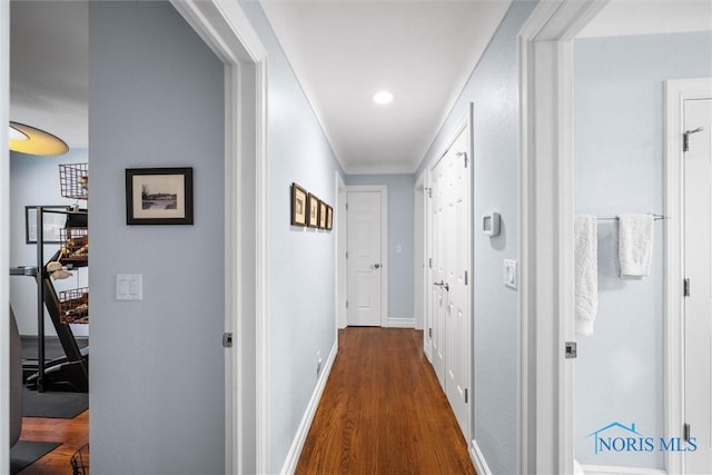 3605 W Laskey Rd, Toledo, OH 43623 - hallway featuring dark wood-type flooring and recessed lighting
