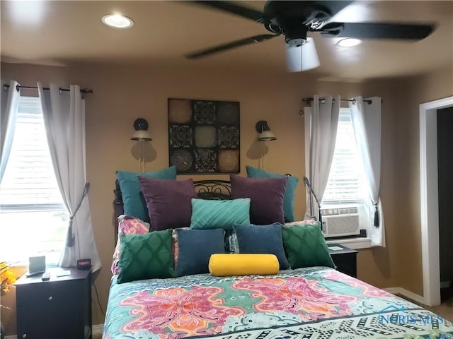 254 Fremont St, Elmore, OH 43416 - bedroom featuring cooling unit, ceiling fan, and recessed lighting