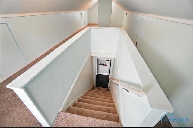 1447 Craigwood Rd, Toledo, OH 43612 - staircase with carpet flooring and lofted ceiling