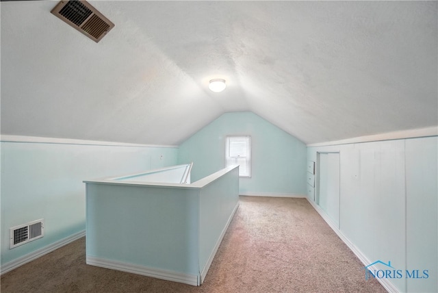 1447 Craigwood Rd, Toledo, OH 43612 - additional living space with carpet, vaulted ceiling, and a textured ceiling
