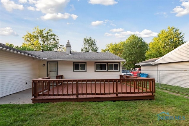 3129 Elmview Dr, Toledo, OH 43613 - rear view of house featuring a deck and a chimney