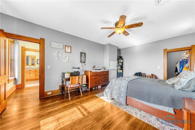 22804 State Route 2, Archbold, OH 43502 - bedroom with light wood-style floors and a ceiling fan