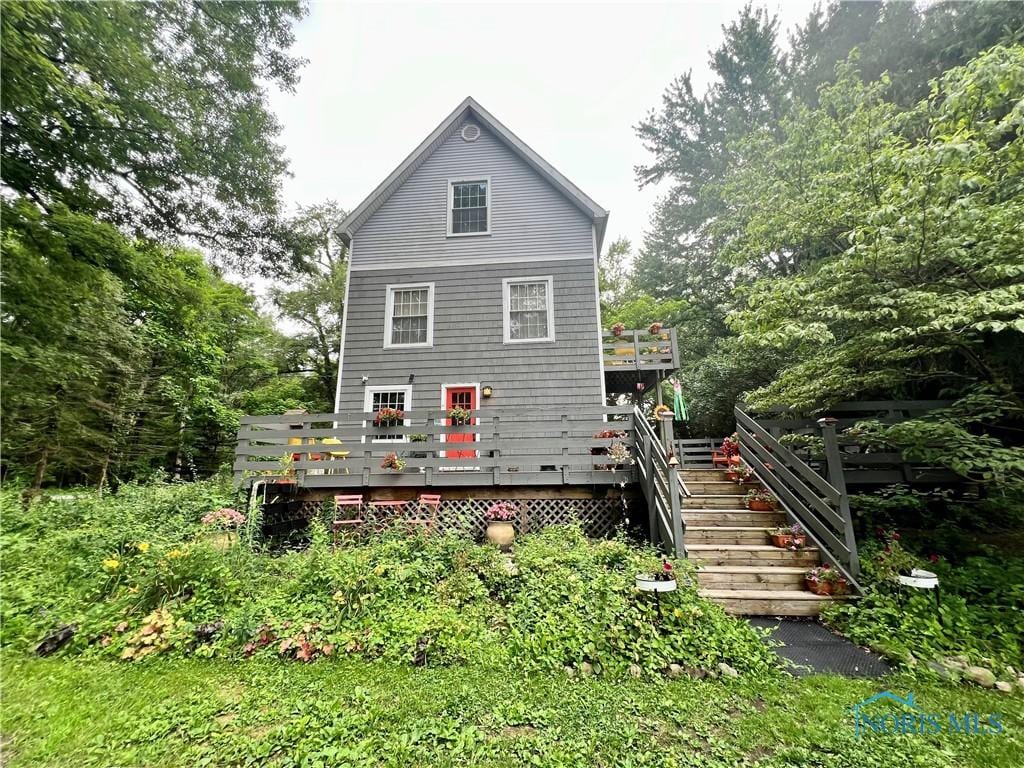 12262 Monclova Rd, Swanton, OH 43558 - back of house with a deck and stairs