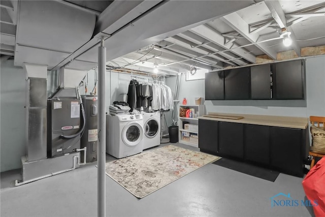 6627 Garden Rd Unit 6627, Maumee, OH 43537 - basement featuring washing machine and clothes dryer, electric water heater, and heating unit
