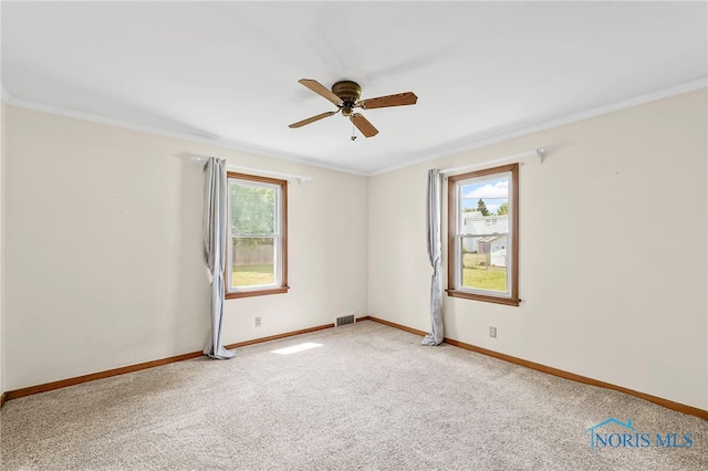 212 18th St, Findlay, OH 45840 - carpeted spare room featuring a ceiling fan and crown molding
