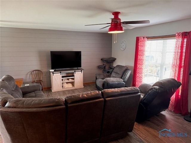110 Town Line Rd, Bryan, OH 43506 - living room with dark wood-type flooring and ceiling fan