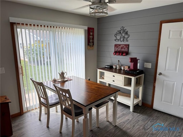 110 Town Line Rd, Bryan, OH 43506 - dining space featuring ceiling fan, dark wood finished floors, and healthy amount of natural light