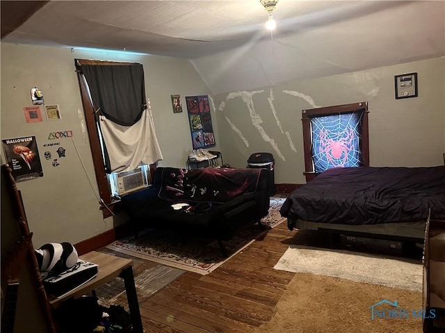 11080 Rd 21, Antwerp, OH 45813 - bedroom with hardwood / wood-style flooring, vaulted ceiling, and cooling unit