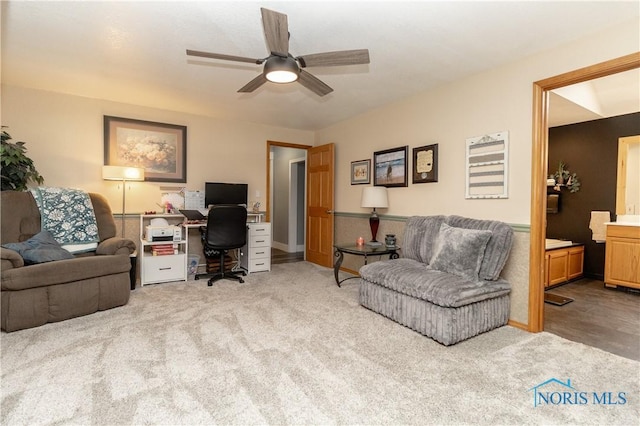 8411 Larch Rd, Toledo, OH 43617 - office area with ceiling fan and carpet floors