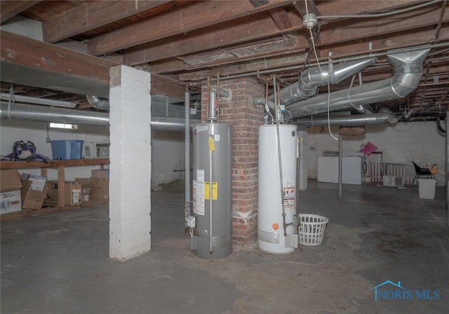 2517 Montebello Rd, Toledo, OH 43607 - unfinished below grade area featuring gas water heater and separate washer and dryer