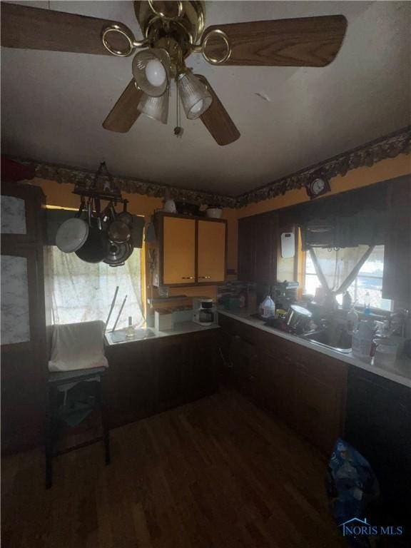 1421 N Ravine Pkwy, Toledo, OH 43605 - kitchen with a ceiling fan and wood finished floors