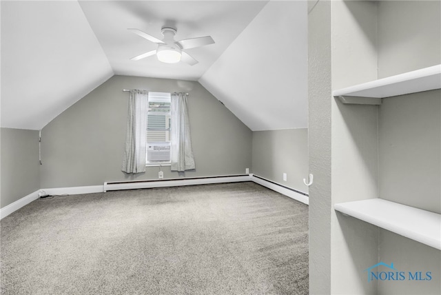 3122 Winston Blvd, Toledo, OH 43614 - bonus room with a ceiling fan, a baseboard heating unit, carpet, lofted ceiling, and cooling unit