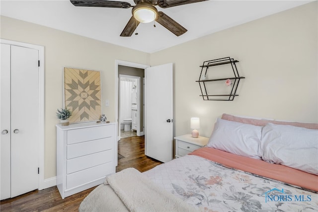 3122 Winston Blvd, Toledo, OH 43614 - bedroom featuring dark wood finished floors and a ceiling fan
