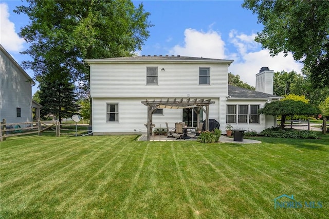 2838 Long View Dr, Maumee, OH 43537 - back of house with a pergola, a patio area, and a chimney