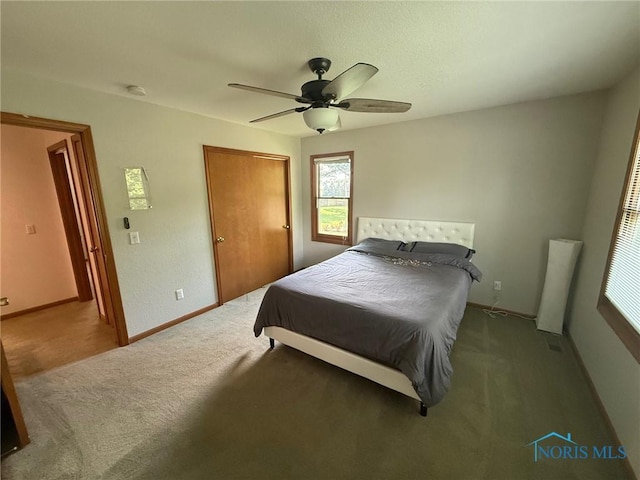 9151 Rolling Hill Rd, Holland, OH 43528 - carpeted bedroom with ceiling fan and a closet