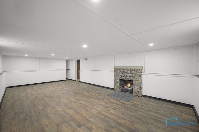 1421 Hurd Ave, Findlay, OH 45840 - finished basement featuring wood finished floors, recessed lighting, and a fireplace