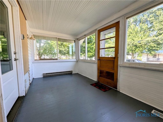 312 S Elm St, Pioneer, OH 43554 - unfurnished sunroom featuring a baseboard heating unit